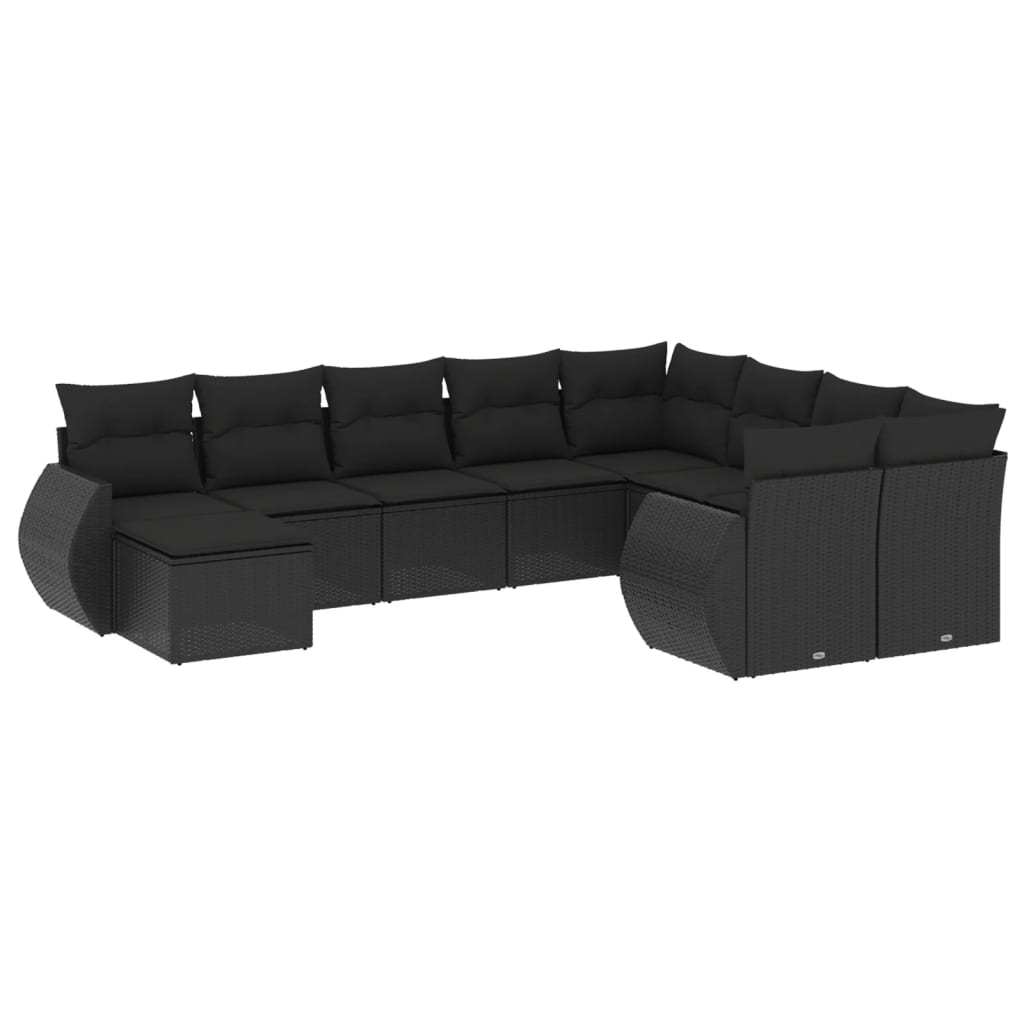 Set Divani da Giardino 10pz con Cuscini in Polyrattan Nerocod mxl 114227