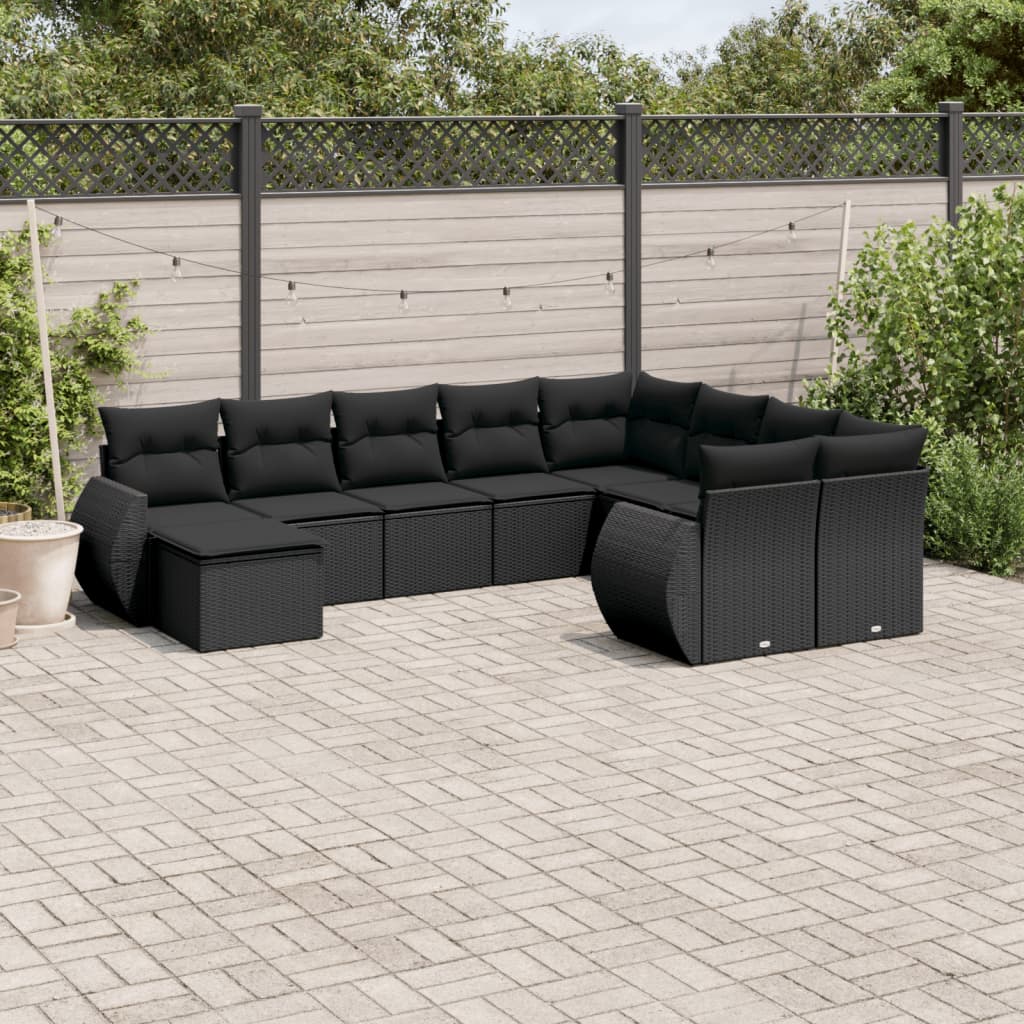 Set Divani da Giardino 10pz con Cuscini in Polyrattan Nerocod mxl 114227