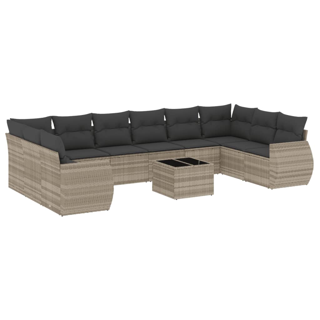 Set Divani da Giardino 11 pz con Cuscini in Polyrattan Grigio 3221881