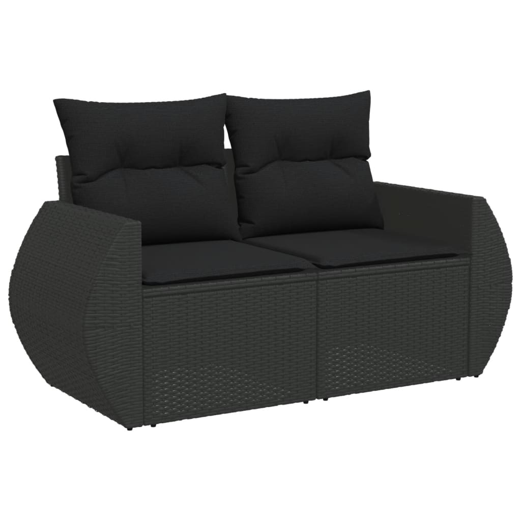 Set Divani da Giardino 10pz con Cuscini in Polyrattan Nero 3221884