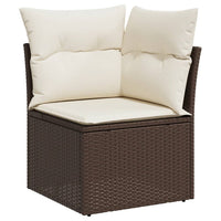 Set Divani da Giardino 10pz con Cuscini in Polyrattan Marrone 3221892