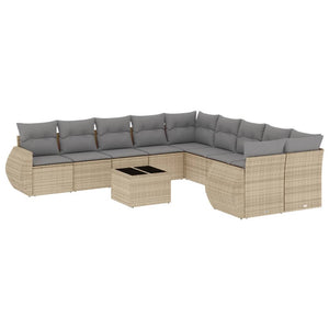 Set Divani da Giardino 11 pz con Cuscini Beige in Polyrattancod mxl 112738