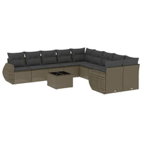 Set Divani da Giardino 11 pz con Cuscini in Polyrattan Grigio 3221921