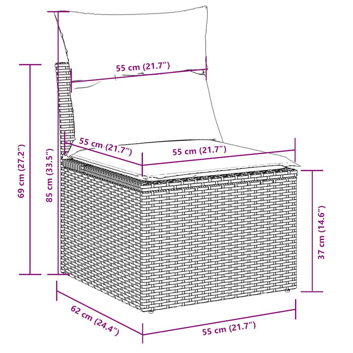 Set Divani da Giardino 11 pz con Cuscini in Polyrattan Grigio 3221921