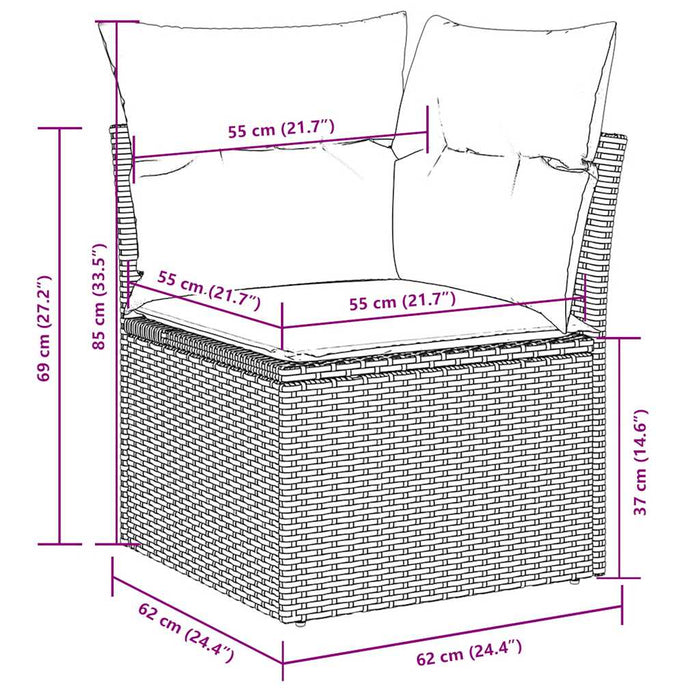 Set Divani da Giardino 11 pz con Cuscini in Polyrattan Grigio 3221921