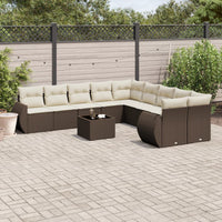 Set Divani da Giardino 11 pz con Cuscini Polyrattan Marrone 3221922