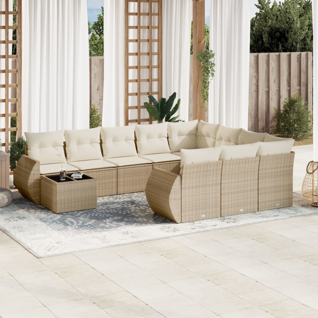 Set Divani da Giardino 11 pz con Cuscini Beige in Polyrattancod mxl 90232