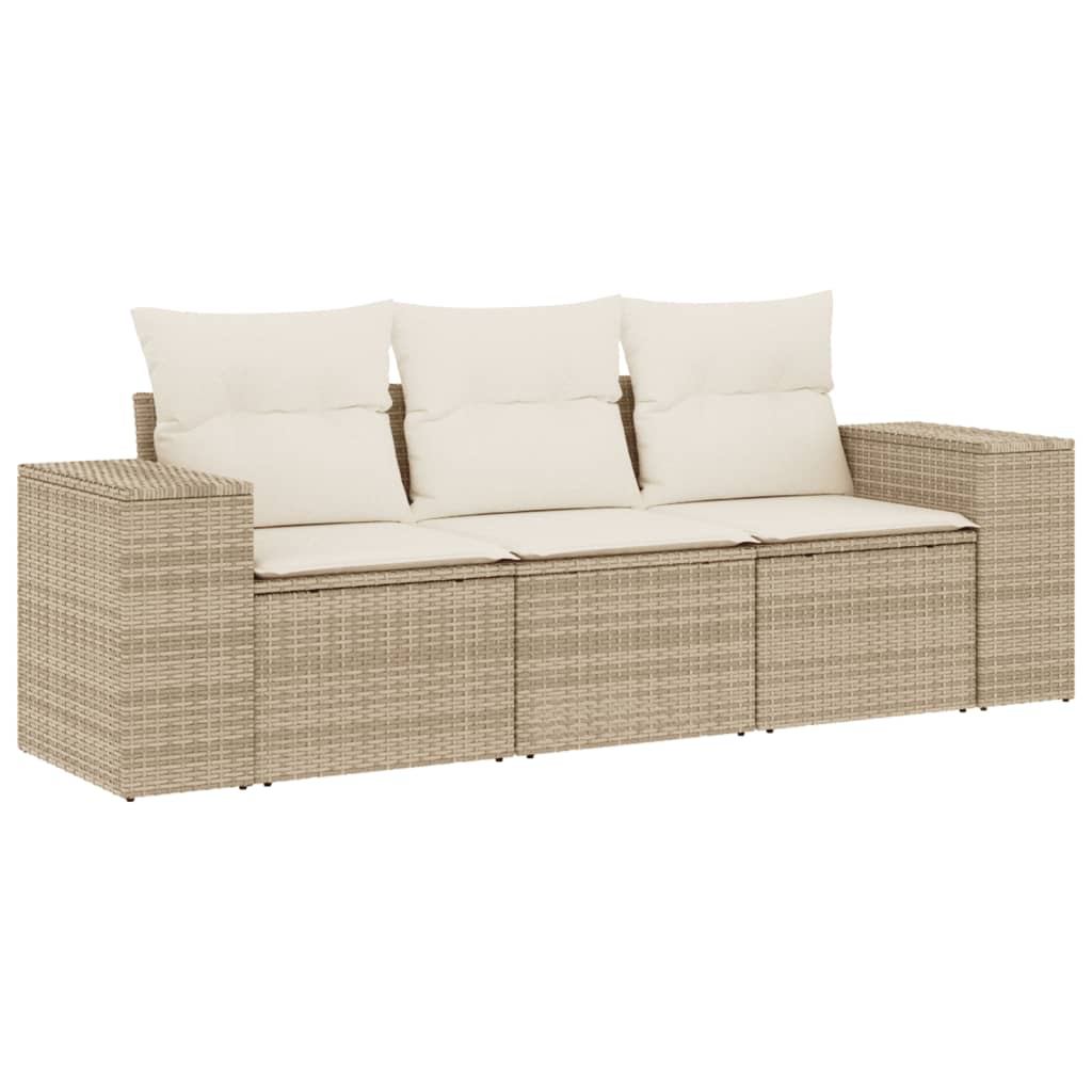 Set Divano da Giardino 3 pz con Cuscini Beige in Polyrattancod mxl 88750