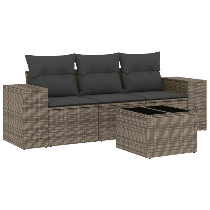 Set Divani da Giardino 4 pz con Cuscini in Polyrattan Grigio 3222269