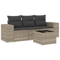 Set Divano da Giardino 4pz con Cuscini Grigio Chiaro Polyrattan 3222271