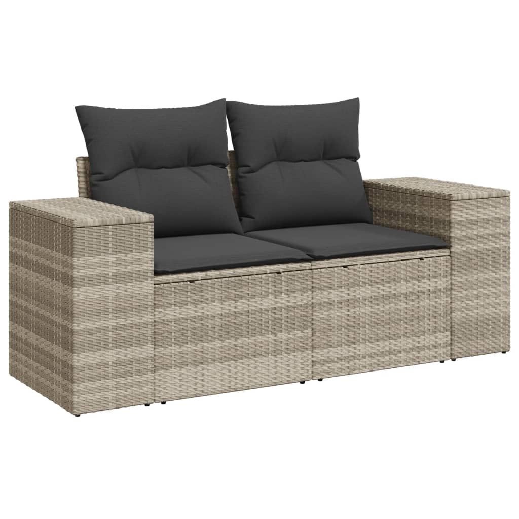 Set Divano da Giardino 4pz con Cuscini Grigio Chiaro Polyrattan 3222271