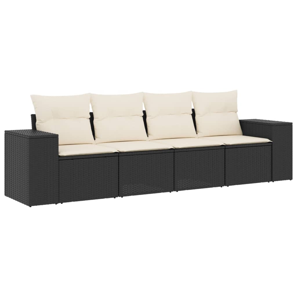 Set Divani da Giardino 4 pz con Cuscini Nero in Polyrattancod mxl 112739