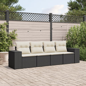 Set Divani da Giardino 4 pz con Cuscini Nero in Polyrattancod mxl 112739