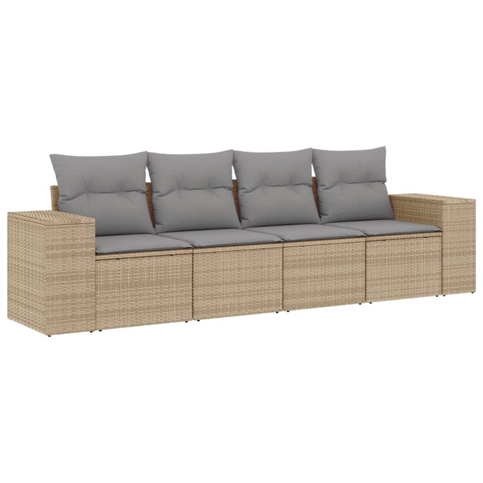 Set Divano da Giardino 4 pz con Cuscini Beige in Polyrattan 3222278