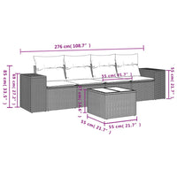 Set Divani da Giardino 5 pz con Cuscini in Polyrattan Nero 3222285