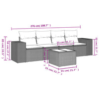 Set Divano da Giardino 5 pz con Cuscini Grigio in Polyrattan 3222289