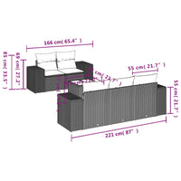 Set Divano da Giardino 6 pz con Cuscini Nero in Polyrattan 3222294