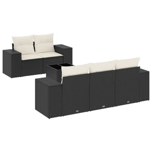 Set Divano da Giardino 6 pz con Cuscini Nero in Polyrattancod mxl 90553