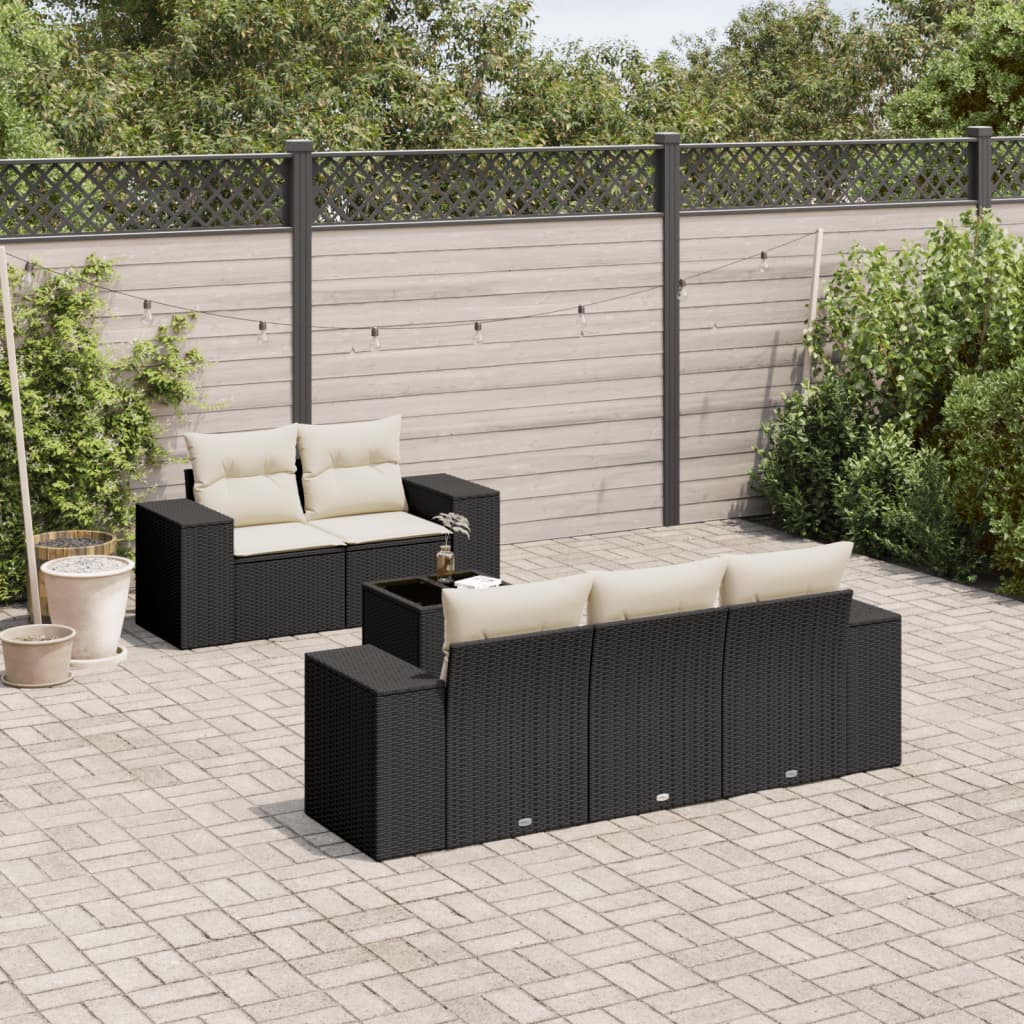 Set Divano da Giardino 6 pz con Cuscini Nero in Polyrattancod mxl 90553