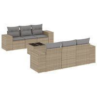 Set Divani da Giardino 7 pz con Cuscini Beige in Polyrattan 3222308