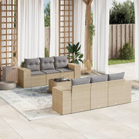 Set Divani da Giardino 7 pz con Cuscini Beige in Polyrattan 3222308