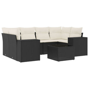 Set Divani da Giardino con Cuscini 7pz Nero Polyrattan 3222315