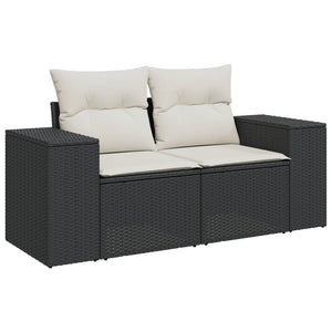 Set Divani da Giardino con Cuscini 7pz Nero Polyrattan 3222315