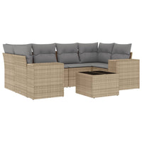 Set Divani da Giardino 7 pz con Cuscini Beige in Polyrattan 3222318