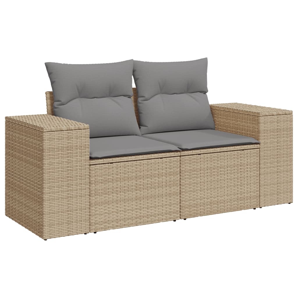 Set Divani da Giardino 7 pz con Cuscini Beige in Polyrattan 3222318