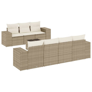 Set Divano da Giardino 8 pz con Cuscini Beige in Polyrattancod mxl 90582