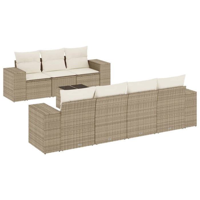 Set Divano da Giardino 8 pz con Cuscini Beige in Polyrattancod mxl 90582