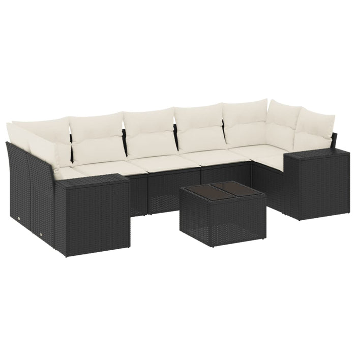 Set Divani da Giardino con Cuscini 8 pz Nero in Polyrattan 3222335