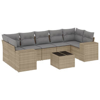 Set Divano da Giardino 8 pz con Cuscini Beige in Polyrattan 3222338