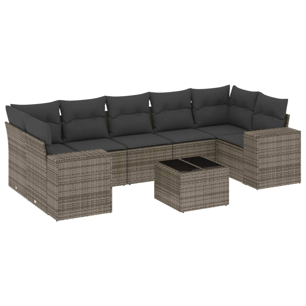 Set Divano da Giardino 8 pz con Cuscini Grigio in Polyrattancod mxl 113796