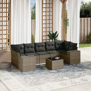 Set Divano da Giardino 8 pz con Cuscini Grigio in Polyrattancod mxl 113796