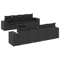 Set Divani da Giardino 9 pz con Cuscini Nero in Polyrattan 3222344