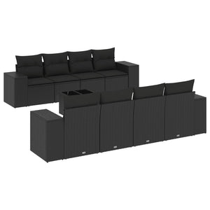 Set Divani da Giardino 9 pz con Cuscini Nero in Polyrattancod mxl 88752