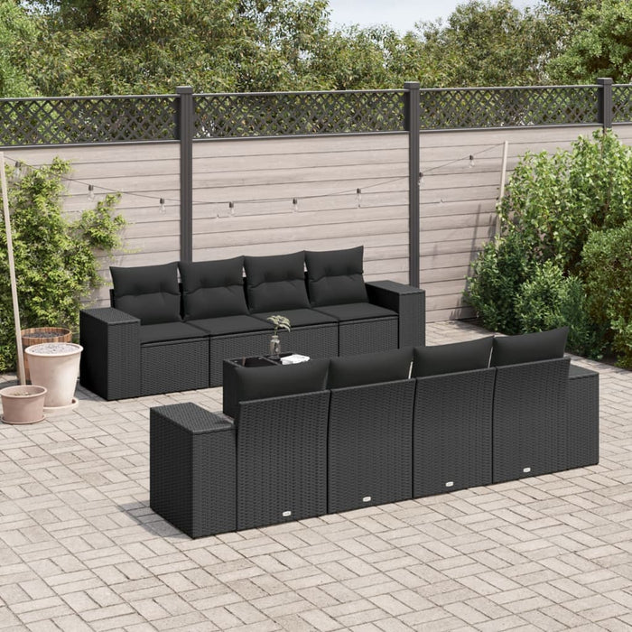 Set Divani da Giardino 9 pz con Cuscini Nero in Polyrattancod mxl 88752