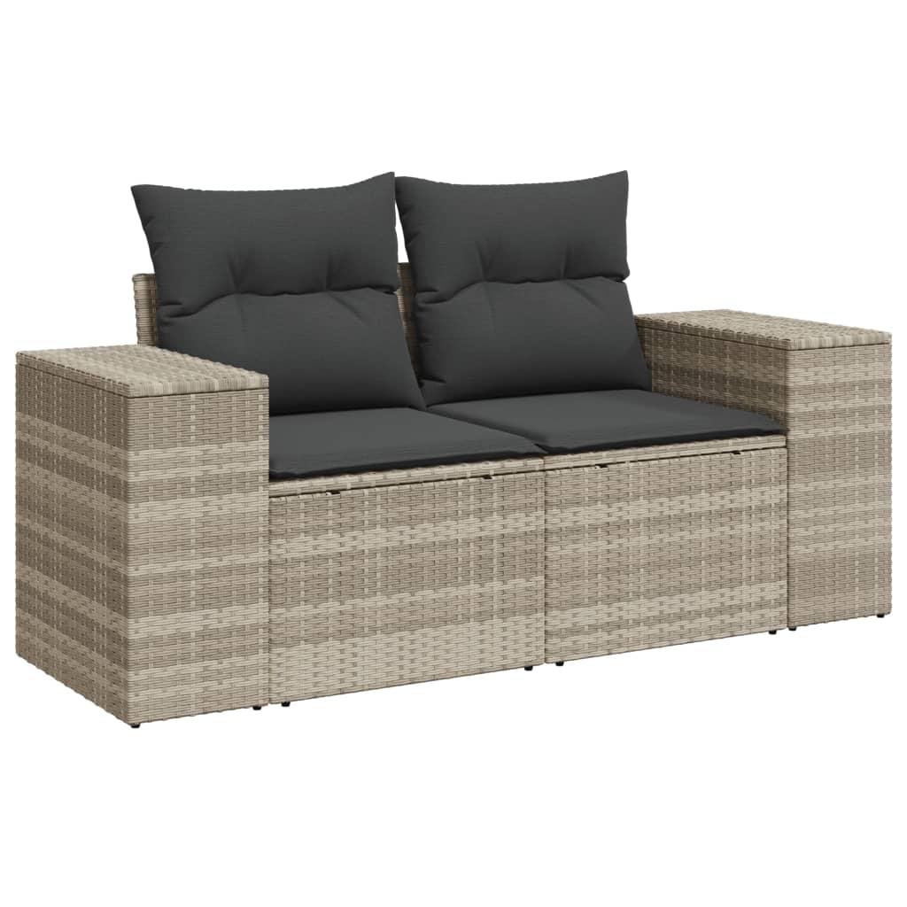 Set Divano da Giardino 9pz con Cuscini Grigio Chiaro Polyrattan 3222351