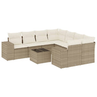 Set Divano da Giardino 9 pz con Cuscini Beige in Polyrattan 3222357