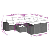 Set Divano da Giardino 9 pz con Cuscini Grigio in Polyrattan 3222359