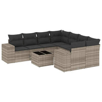 Set Divano da Giardino 9pz con Cuscini Grigio Chiaro Polyrattan 3222361