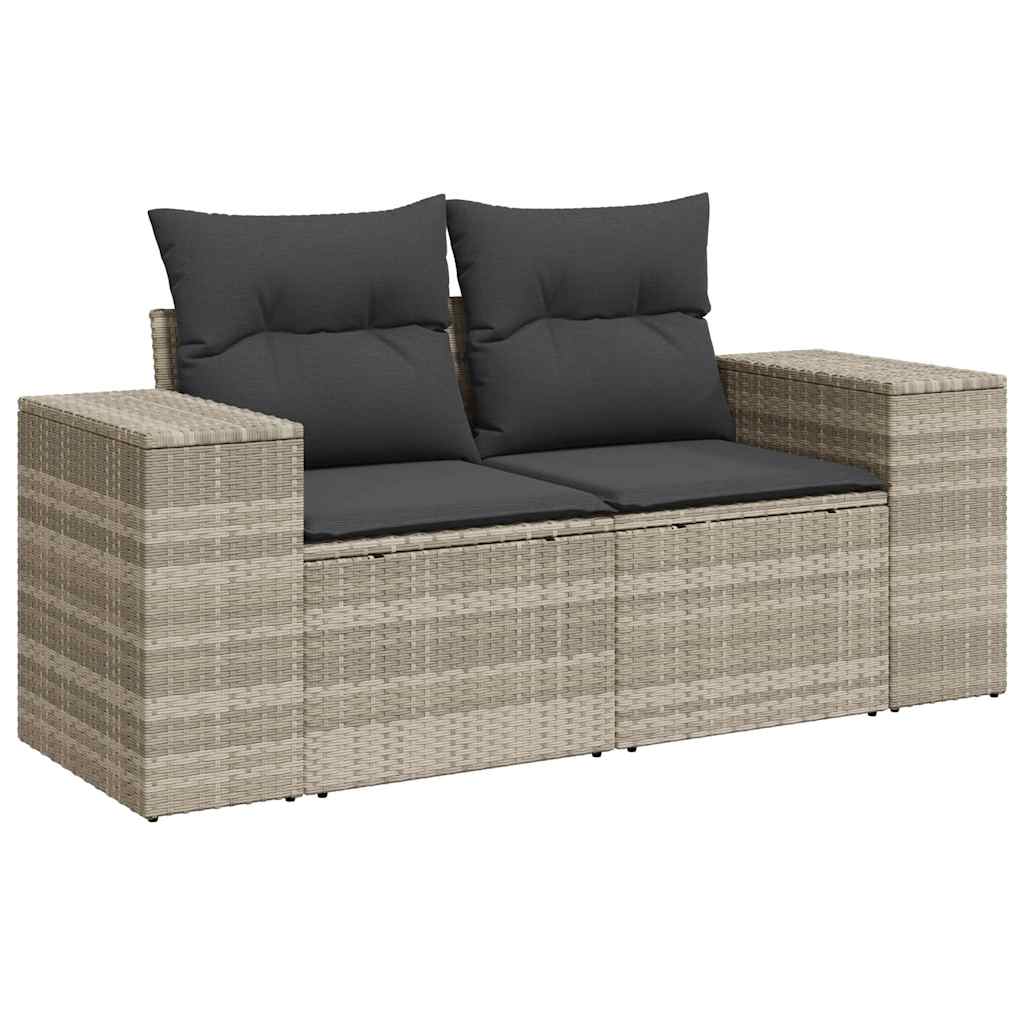 Set Divano da Giardino 9pz con Cuscini Grigio Chiaro Polyrattan 3222361