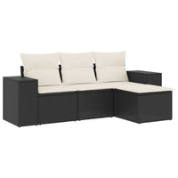 Set Divani da Giardino 4 pz con Cuscini Nero in Polyrattan 3222465