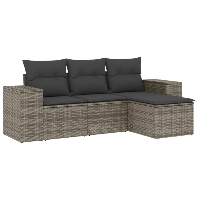 Set Divani da Giardino 4 pz con Cuscini in Polyrattan Grigiocod mxl 112740