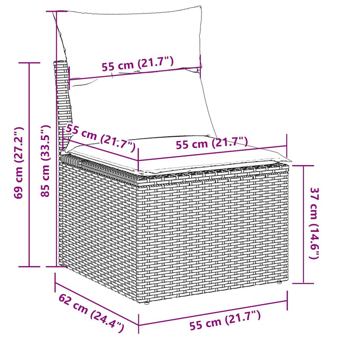 Set Divano da Giardino 4pz con Cuscini Grigio Chiaro Polyrattan 3222471