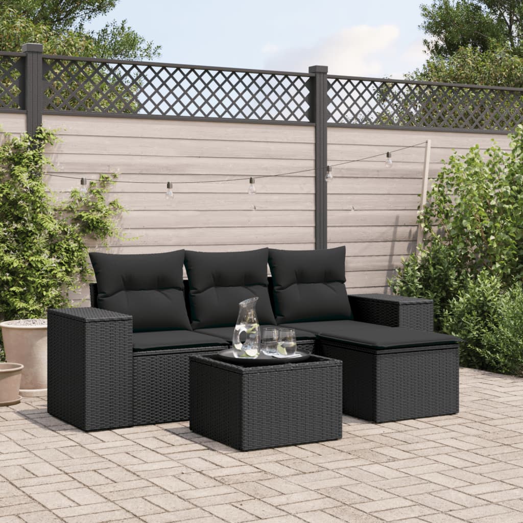 Set Divani da Giardino 5 pz con Cuscini in Polyrattan Nerocod mxl 113797