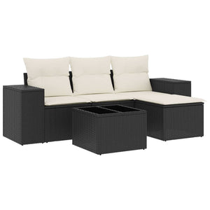 Set Divani da Giardino 5 pz con Cuscini in Polyrattan Nero 3222475