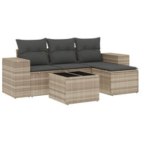 Set Divano da Giardino 5pz con Cuscini Grigio Chiaro Polyrattan 3222481