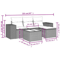 Set Divano da Giardino 5pz con Cuscini Grigio Chiaro Polyrattan 3222481